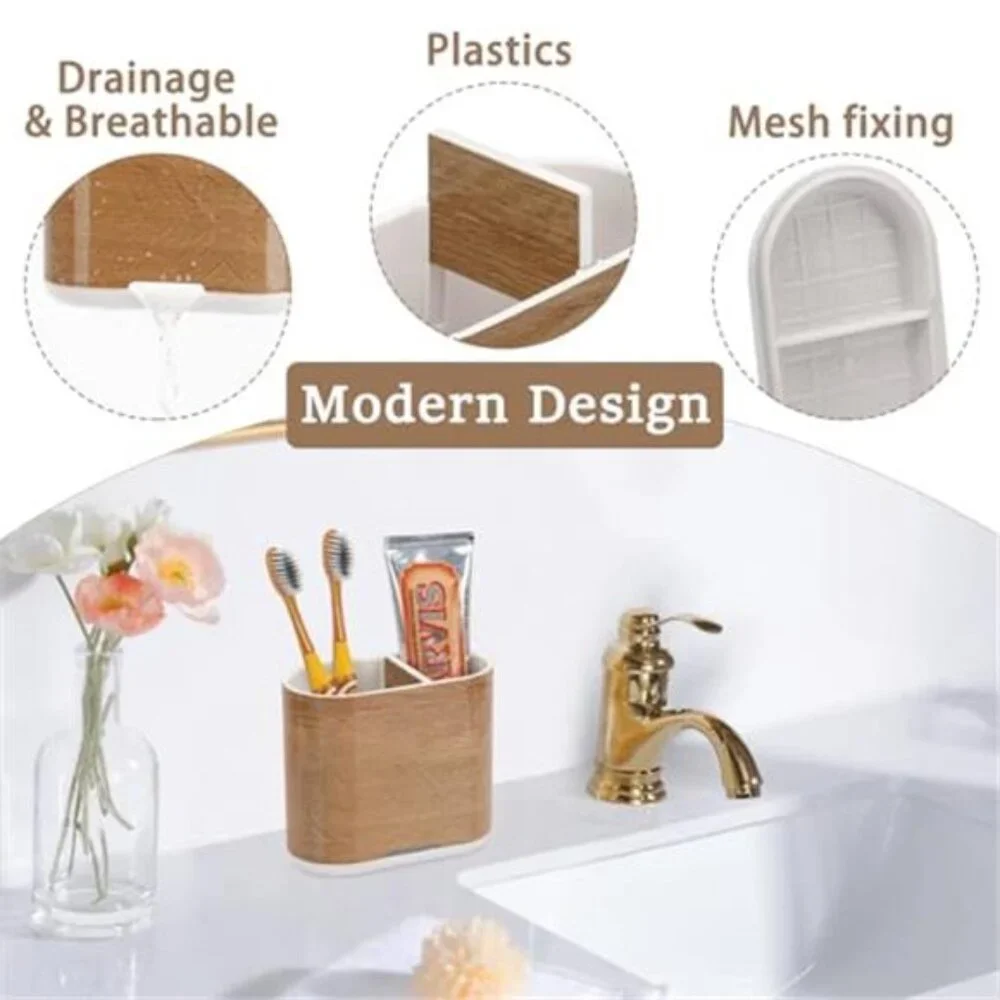 Toothbrush Holder Bathroom Organizer Electric Toothpaste Storage Caddy Kids Fami